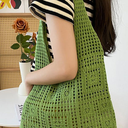 Knitted bag vintage mesh hollow simple woven bag women's bag Shoulder Bag bags wool handbag shopping bag