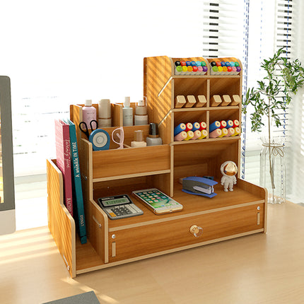 European Desktop Storage Box Pen Holder Stationery Office Desk Storage Integrated Box Creative Remote Control Wooden Box Wholesale