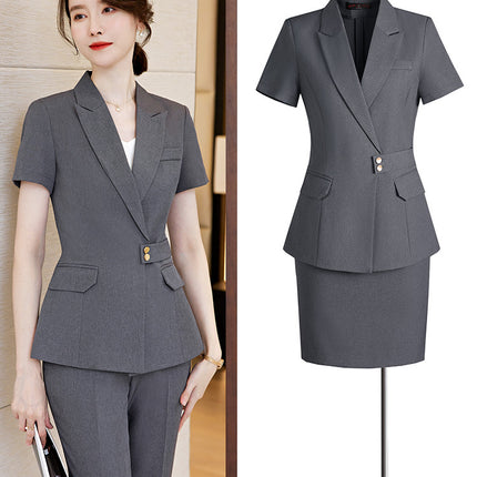 Short-sleeved professional suit suit women's summer high-end elegant hotel front desk manager work clothes beauty salon gold shop work clothes