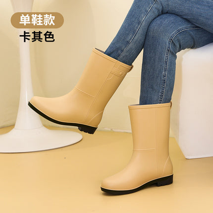 Fashionable Rain Boots for Women, Mid-Calf Women's Water Shoes, Women's Adult Velvet Rain Boots, Non-Slip Half-Tube Water Boots, Women's Rubber Shoes Wholesale