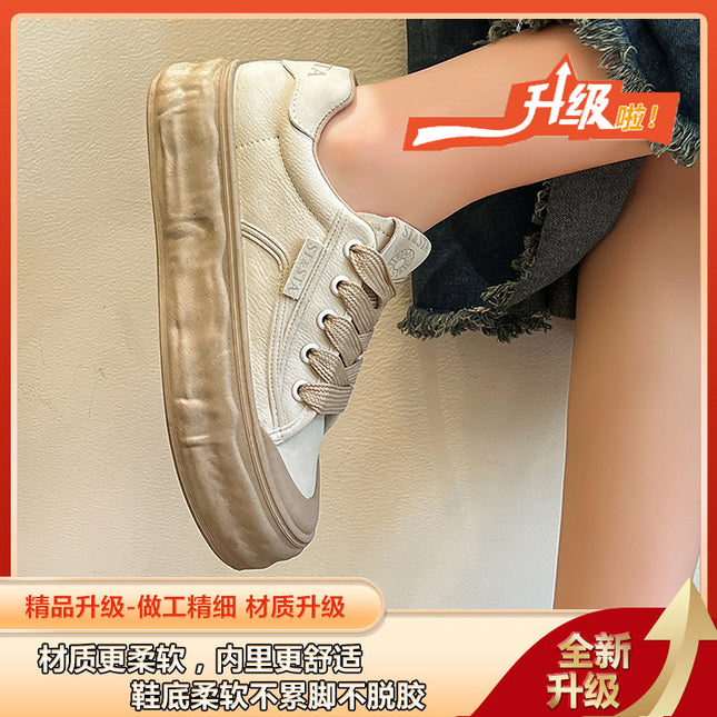 Desun Shoes Women's 2025 Spring and Autumn New All-match Platform Shoes Lace-up Casual Shoes Fashion Explosion Board Shoes Trendy