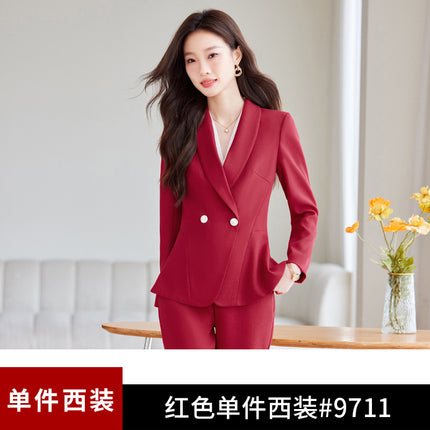 apricot Suit suit Women's 2024 New Spring and Autumn Business Wear Temperament Goddess Fan Jewelry Shop Beauty Salon Work Clothes