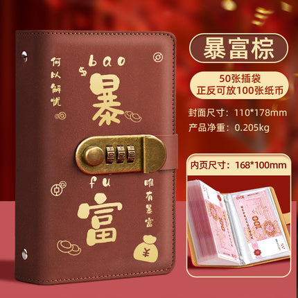 Kapi Barra Deposit Book Bookkeeping Book Cash Storage Bag Primary School Student Family Locked Financial Deposit Bag Hand Ledger Book