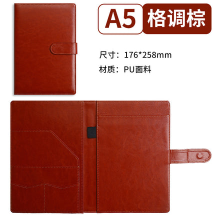 A5 Buckle Multifunctional Folder Pu Leather A4 Contract Folder Note Pad with Magnetic Buckle Business Manager Folder