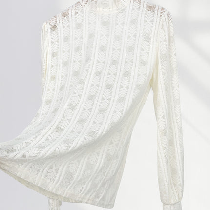 Women's full-body fleece-lined high collar brushed lace bottoming shirt autumn and winter long sleeve lace mesh top