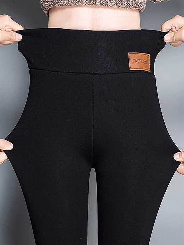 Autumn and Winter New Thick Lamb Fleece Leggings Women's High Waist Elastic Tight Outer Wearing One-piece Pants fleece-lined Warm Cotton Pants