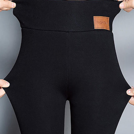 Autumn and Winter New Thick Lamb Fleece Leggings Women's High Waist Elastic Tight Outer Wearing One-piece Pants fleece-lined Warm Cotton Pants