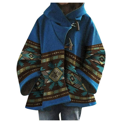 2025 Export Ebay Amazon New European and American Autumn and Winter Women's Long-Sleeved Hooded Jacket Printed Dragon and Phoenix Coat
