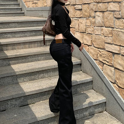 American Light Luxury Women's Jeans Autumn Thin 2024 New Fashion Trendy Micro-sweatpants Slimming Trousers