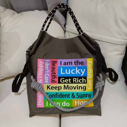 New Canvas Bag Embroidered Shopping Bag Tote Bag Large Capacity Bag Women's Handbag Crossbody Bag
