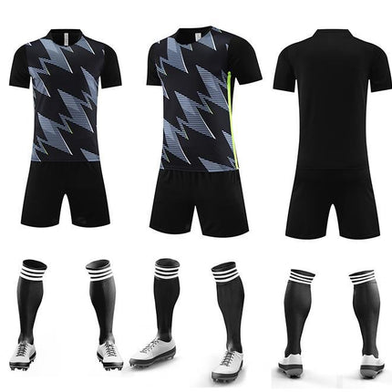 Football Uniform Suit Men's and Women's Game Team Uniform Adult Children's Sports Short-Sleeved Training Uniform Summer Breathable Football Jersey