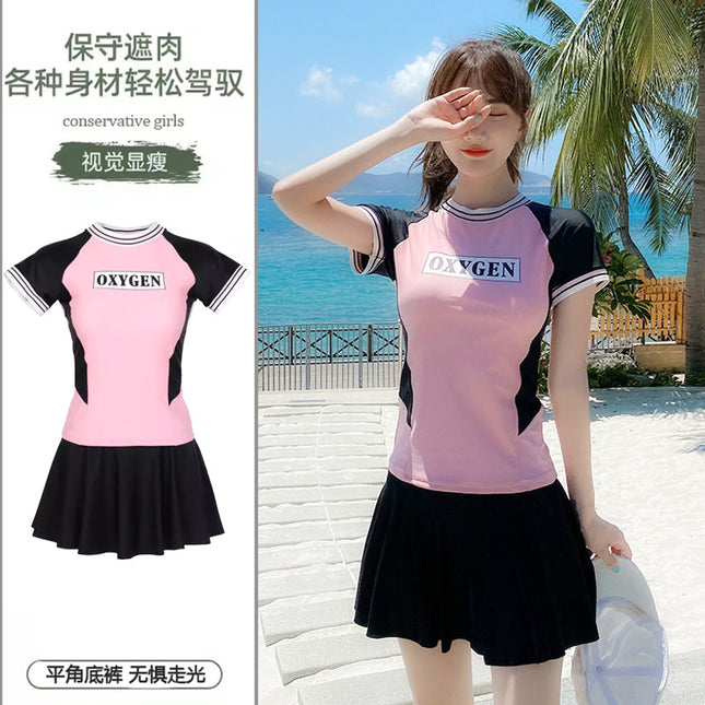 Swimsuit for Women 2025 New Split Skirt Style Slimming Look Conservative Swimming Pool Special Sports Boxer Anti-Exposure Swimsuit
