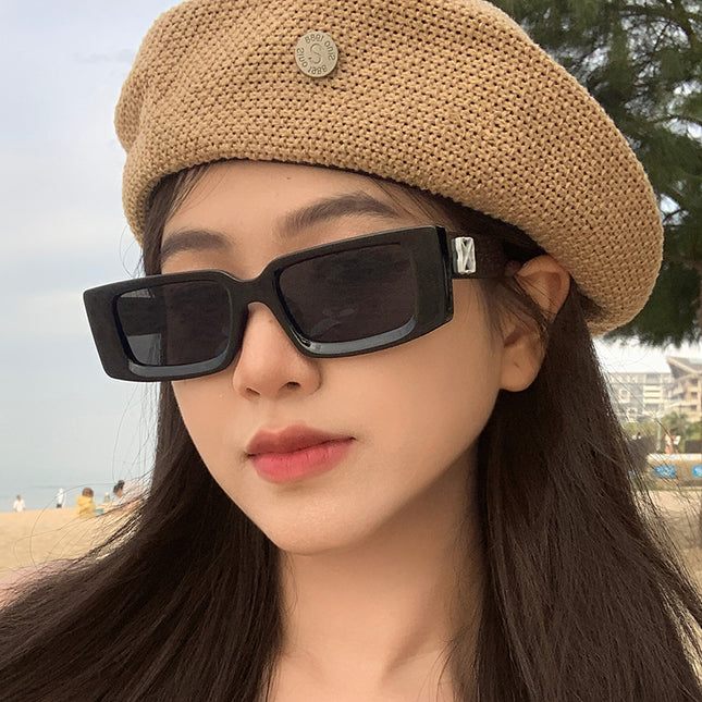 New Candy-colored Small Box High-end Fashionable Sunglasses Outdoor Travel Anti-ultraviolet Slim Sunglasses