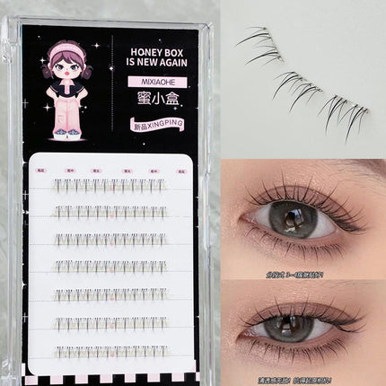 No need to apply glue to the lower eyelashes! Wide stem glue-free small flame false eyelashes upper mirror natural transparent stem lower eyelashes
