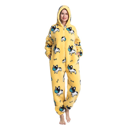 Mixed Wholesale Autumn and Winter Cotton Velvet Animal Cartoon Siamese Pajamas Thickened Men and Women Couple Home Clothes Tianma Adult