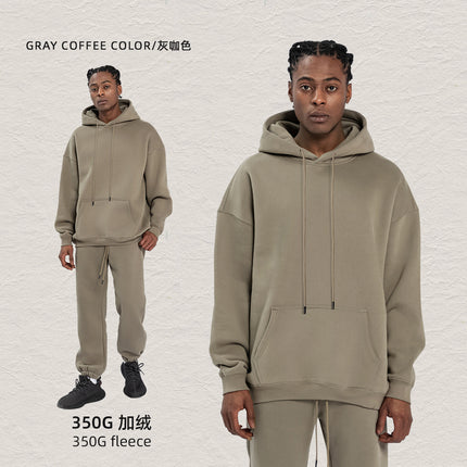 Kite Men's Clothing Factory Autumn and Winter Heavy Velvet Sweatshirt Men's Cross-Border American Street Fashion Loose Sweatshirt Pants Suit Men
