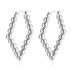 Steel color diamond-shaped welding bead earrings ms-344c