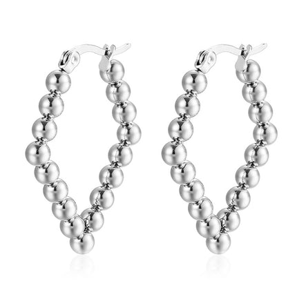 Cross-border European and American fashion geometric stainless steel welding bead earrings simple fashion Joker plated 18K earrings wholesale