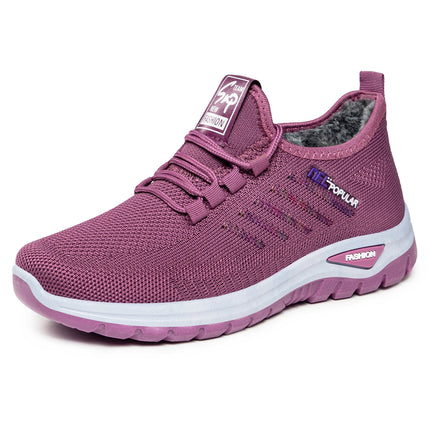 Women's Winter Sneakers with Fleece Lining, New Model in Stock, Warm Shoes, Direct from Manufacturer, Thickened Version, Lace-Up Cotton Shoes for Middle-Aged and Elderly