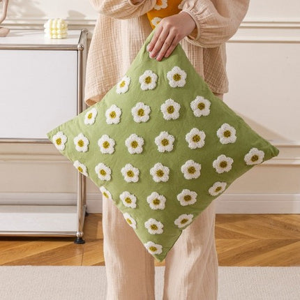 Nordic Towel Embroidered Embroidered Embroidered Pillow Living Room Cream Sofa Cushion Flower Model Room Bay Window Cushion Cover