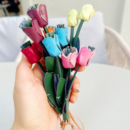 New Tulip DIY Handmade Leather High-end Sense Bag Pendant Flower Bag Hanging Keychain Decoration Activity Products
