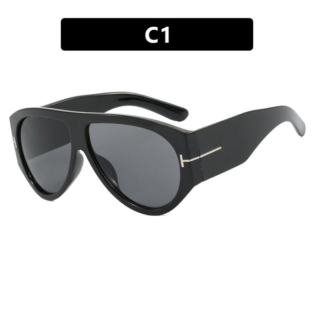 Pilot T-Shaped Large Frame Toad Sunglasses for Women 2024 New European and American Sunglasses Personalized Fashion Sunglasses