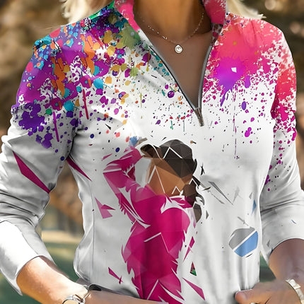 Figure and Splash Print Fashion Casual Polo Shirt for Golf