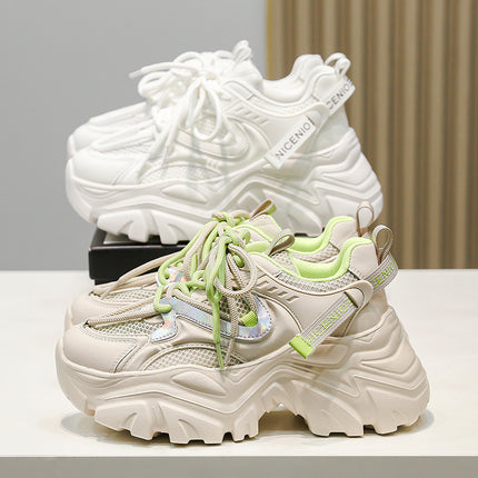 New Spring Shoes, Thick-Soled Women's Shoes, Versatile Height-Increasing Shoes, Non-Slip, Breathable, Lightweight Dad Shoes, Mesh Sneakers for Women