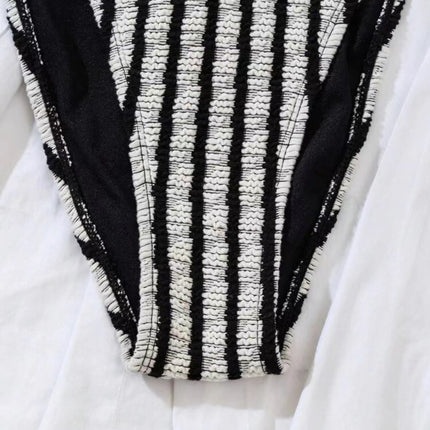 2025 European and American New Split Sexy Striped Towel Cloth Bikini Bikini Swimsuit for Women's Foreign Trade