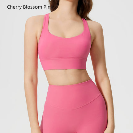 Cross-border Naked Cross-back Fitness Yoga Bra High Strength Shockproof Running Sports Underwear for Women S2010