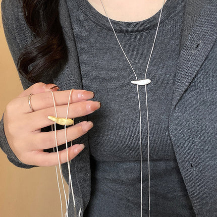 Silver-Plated Copper Necklace for Women, Small Fish Design, Brushed Sweater Chain, Elegant and High-End Clavicle Chain, New Jewelry Item