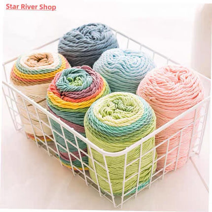 5 Strands of Rainbow Cotton Wool Cake Handmade DIY Knitted Doll Pillow Blanket Colorful Dot Yarn Milk Cotton Thread Ball Wholesale