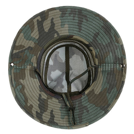 Summer Outdoor Jungle Adventure Hat for Men and Women Sun Protection Washed Camouflage Fisherman Hat Mountaineering Fishing Large Brim Sun Hat
