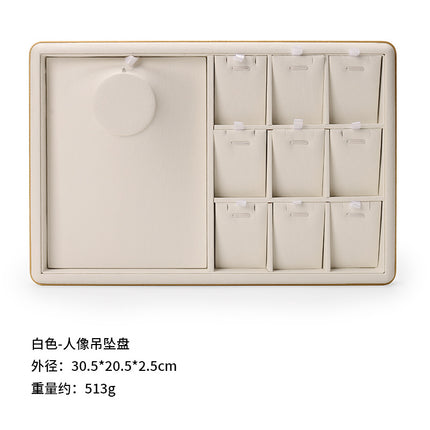 Counter Leather Jewelry Tray High-End Jade Pendant Tray Ring Storage Tray Jewelry Display Stand Live Broadcast Props
