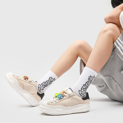 Men's Shoes Summer New Niche Canvas Board Shoes Internet Popular Shell Head Couple's Casual All-match Thick Sole Dissolving Shoes Trendy
