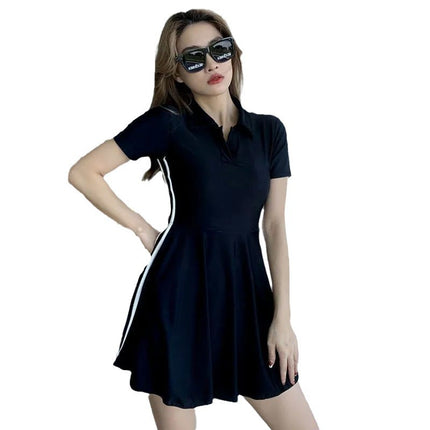 Women's Summer New Conservative Belly Covering Slimming Sports Boxer Hot Spring Swimsuit for Students
