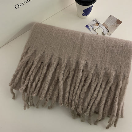 Solid Color Thickened and Extended Scarf for Women, 2026 Autumn and Winter New Korean Style, Versatile Winter Shawl for Students, Pink