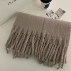 【khaki】#Solid color thickened scarf / 175cm or more