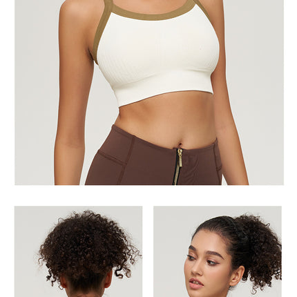 New Contrasting Color Seamless All-In-One Sports Bra Beautiful Back Shockproof Running Fitness Yoga Vest Women's Tight