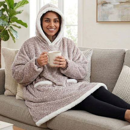 Lazy Pullover Long-Sleeve Pajamas with Lamb Fleece Tv Blanket Hoodie, Tv Blanket Manufacturer, Thickened Thermal Clothing for Warmth