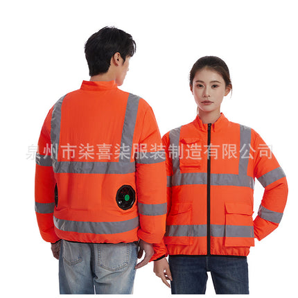Cross-border factory direct sales reflective strip cooling air conditioning clothing spring and summer explosions outdoor work long sleeve refrigeration fan clothing