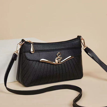 Genuine Leather Texture 2024 Autumn and Winter New Crossbody Small Bag Fashionable Simple Ladies Shoulder Bag Middle-aged Mother Mobile Phone
