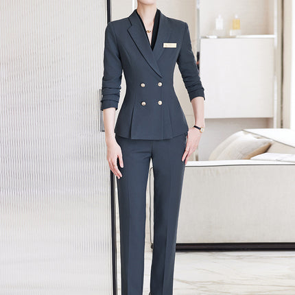 Autumn and Winter Professional Small Suit Suit, Feminine Formal Suit Two-Piece Suit, Beautician Front Desk Work Clothes
