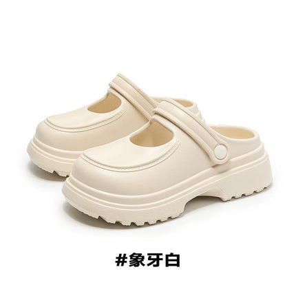 Princess Lace Bow Slippers Women's Spring and Summer Small Height-raising Baotou Slippers Two-way Slip-on Half Slippers
