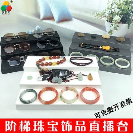 Live Broadcast Stage Leather Jade Jewelry Three-Layer Jewelry Rack Counter Jewelry and Toys Organizing Display Display Props Display Rack