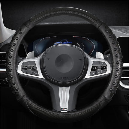 Light Luxury Car Steering Wheel Handle Cover Four Seasons Sports Car Handle Cover Carbon Fiber Leather Massage Leather Nail Handle Cover