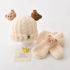 Half velvet bear two-piece set [creamy-white]]