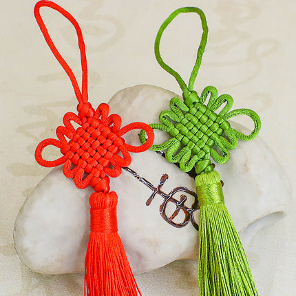 Small Chinese Knot Wholesale, Square Knot Tassel Pendant, Fan Bookmark, Ancient Style Long Tassel Pendant, Red