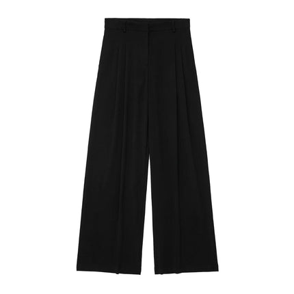 European and American Style Backless Collar Vest 8364532 Pleated Wide Leg Pants 8365532 Set White Top