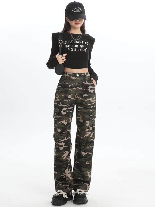 High Waist Straight Overalls Denim Women's 2025 Spring Loose Slimming Wide Leg Pants American Style Retro All-match Casual Pants